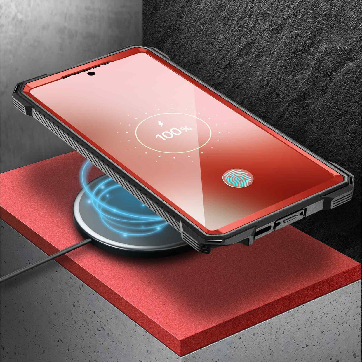 Etui pancerne z osłoną na ekran, z wbudowaną podstawką i kaburą z klipsem Supcase i-Blason Armorbox do Galaxy S23 Ultra